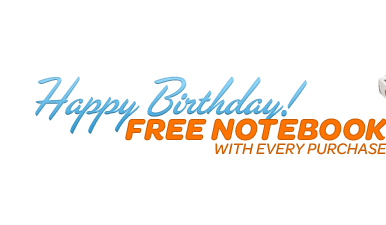 Happy Birthday! Free Notebook With Every Purchase