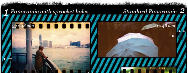 1 Panoramic with sprocked holes, 2 Standard Panoramic