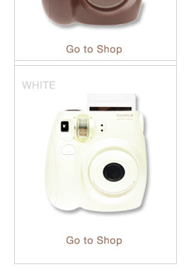 Fuji Cheki 7s - White - 
								Simple exposure settings and uses Fujifilm Instax Mini - Go to Shop: http://shop.lomography.com/go/?where=shop&pro=ims