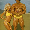 Arnold Schwarzenegger Not Getting Distracted by a Girl in a Tiny Knitted Bikini While Staring at a Glass of Brandy